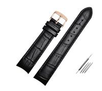 MENGKEG Echtes Lederarmband Gebogenes Ende Uhrenarmband 20 Mm Kompatibel Mit Citizen BL9002-37 05A BT0001-12E 01A Uhrenarmband 21 Mm Uhrenarmband 22 Mm(Black pin rose,22mm)