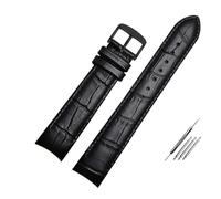 MENGKEG Echtes Lederarmband Gebogenes Ende Uhrenarmband 20 Mm Kompatibel Mit Citizen BL9002-37 05A BT0001-12E 01A Uhrenarmband 21 Mm Uhrenarmband 22 Mm(Black pin black,21mm)