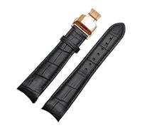 MENGKEG Echtes Lederarmband Gebogenes Ende Uhrenarmband 20 Mm Kompatibel Mit Citizen BL9002-37 05A BT0001-12E 01A Uhrenarmband 21 Mm Uhrenarmband 22 Mm(Black rose buckle,22mm)