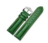 MENGKEG Echtes Lederarmband Handgefertigtes Uhrenarmband 18 20mm 22mm Uhrenarmband Grün Blau Farbe Armbanduhrarmband Armbanduhren(Green silver buckle,18mm)