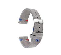 MENGKEG Echtes Wildleder-Vintage-Uhrenarmband, Handgefertigtes Samt-Uhrenarmband, 18 Mm, 20 Mm, 22 Mm, 24 Mm, Ersatzarmband(Grey with re bu,24mm)