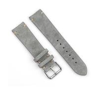 MENGKEG Echtes Wildleder-Vintage-Uhrenarmband, Handgefertigtes Samt-Uhrenarmband, 18 Mm, 20 Mm, 22 Mm, 24 Mm, Ersatzarmband(Gray,22mm)