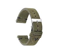 MENGKEG Echtes Wildleder-Vintage-Uhrenarmband, Handgefertigtes Samt-Uhrenarmband, 18 Mm, 20 Mm, 22 Mm, 24 Mm, Ersatzarmband(Green with black,18mm)