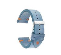 MENGKEG Echtes Wildleder-Vintage-Uhrenarmband, Handgefertigtes Samt-Uhrenarmband, 18 Mm, 20 Mm, 22 Mm, 24 Mm, Ersatzarmband(Light blue orange,22mm)