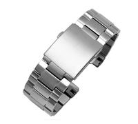 MENGKEG Edelstahlarmband Kompatibel Mit Diesel DZ4318 DZ4323 DZ4283 DZ4309 26 Mm Uhrenarmband Gebogenes Ende Massives Metallarmband Stahlband(Silver)