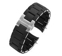 MENGKEG Gummiarmband Silikonarmband Armband Rosegoldschnalle Kompatibel Mit Armani AR5905 AR5906 AR5919 AR5920 20 23 Mm Uhrenarmband(Black-Silvery,23mm)