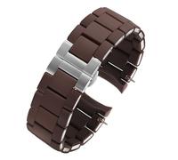 MENGKEG Gummiarmband Silikonarmband Armband Rosegoldschnalle Kompatibel Mit Armani AR5905 AR5906 AR5919 AR5920 20 23 Mm Uhrenarmband(Brown silver,23mm)
