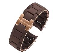MENGKEG Gummiarmband Silikonarmband Armband Rosegoldschnalle Kompatibel Mit Armani AR5905 AR5906 AR5919 AR5920 20 23 Mm Uhrenarmband(Brown Rose Gold,23mm)