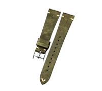 MENGKEG Handgefertigtes Armband Aus Gefrostetem Leder 18 19 20 Mm Retro First Layer Rindsleder Weiches Armband Geeignet Kompatibel Mit Antiken Uhrenarmbändern(Green,19mm)