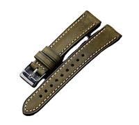 MENGKEG Handgefertigtes Armband Aus Italienischem Rindsleder Der Ersten Schicht 18 19 20 21 22MM Grün Grau Braun Altes Uhrenarmband For Herren(Green,22mm)