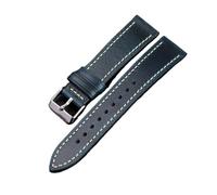 MENGKEG Handgefertigtes Rindslederarmband Der Ersten Schicht 18 19 20 21 22MM Blau Schwarz Grün Braun Weiches Ultradünnes Armband, Italienisches Ölwachsleder(Blue,18mm)