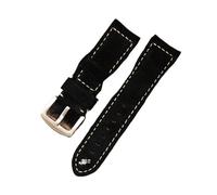 MENGKEG Handgefertigtes Uhrenarmband Aus Wildleder Braun Grau 22 Mm 24 Mm Armband Ersatzarmband Zubehör Kompatibel Mit Panerai(Black,24mm)