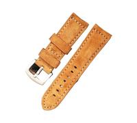 MENGKEG Handgefertigtes Uhrenarmband Aus Wildleder Braun Grau 22 Mm 24 Mm Armband Ersatzarmband Zubehör Kompatibel Mit Panerai(Tan,24mm)