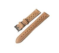 MENGKEG Handgefertigtes Uhrenarmband, Weiches Echtleder-Uhrenarmband, 18 Mm, 20 Mm, 22 Mm, 24 Mm, Poröses Belüftungsarmband, Ersatz, Kompatibel Mit Uhren(Khaki,20mm)
