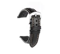 MENGKEG Hochwertiges Lederarmband 20 Mm 22 Mm Retro Handgefertigtes Poröses Armband Khaki Braun Armband Gürtel 18 19 20 22 Mm Uhrenzubehör(Black,18mm)