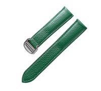MENGKEG Lederarmband Lychee-Muster, Weiches Leder-Uhrenarmband, Ersatz, Kompatibel Mit Cartier Tank Herren- Und Damenarmband(Green,17mm)