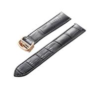 MENGKEG Lederband Kopfschicht Rindsleder Ersatz Kompatibel Mit Cartier Blue Balloon Uhrenarmband Herren- Und Damenarmbandzubehör(Black rose buckle,18mm)