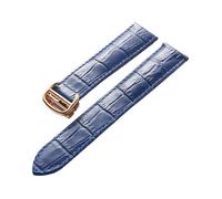 MENGKEG Lederband Kopfschicht Rindsleder Ersatz Kompatibel Mit Cartier Blue Balloon Uhrenarmband Herren- Und Damenarmbandzubehör(Blue rose buckle,18mm)