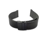 MENGKEG Milanaise-Band Kompatibel Mit Uhrenarmband 20 Mm 22 Mm Double Press Folding Buckle Milan Mesh Belt Metal Watch Wristband Black Silver Bracelet(Black,20mm)