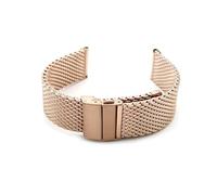 MENGKEG Milanaise-Band Kompatibel Mit Uhrenarmband 20 Mm 22 Mm Double Press Folding Buckle Milan Mesh Belt Metal Watch Wristband Black Silver Bracelet(Rose Gold,22mm)