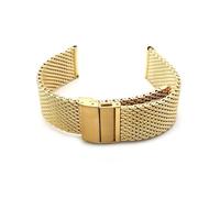 MENGKEG Milanaise-Band Kompatibel Mit Uhrenarmband 20 Mm 22 Mm Double Press Folding Buckle Milan Mesh Belt Metal Watch Wristband Black Silver Bracelet(Gold,22mm)