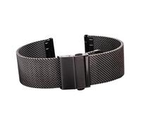 MENGKEG Milanese Edelstahl Uhrenarmband Silber Schwarz Damen Herren Armband 16mm - 24mm Metallarmband Faltschließe(Black,16mm)