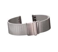 MENGKEG Milanese Edelstahl Uhrenarmband Silber Schwarz Damen Herren Armband 16mm - 24mm Metallarmband Faltschließe(Silver,16mm)