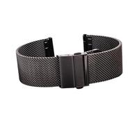 MENGKEG Milanese Edelstahl Uhrenarmband Silber Schwarz Damen Herren Armband 16mm - 24mm Metallarmband Faltschließe(Black,22mm)
