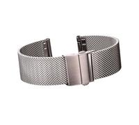 MENGKEG Milanese Edelstahl Uhrenarmband Silber Schwarz Damen Herren Armband 16mm - 24mm Metallarmband Faltschließe(Silver,16mm)