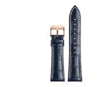 MENGKEG Oberschicht Rindsleder Echtes Lederarmband 19 21mm 22mm Dunkelblaues Uhrenarmband Kompatibel Mit Longines L29094920 Uhrenarmband Armbanduhren Band(Blue pin rose,19mm)