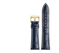 MENGKEG Oberschicht Rindsleder Echtes Lederarmband 19 21mm 22mm Dunkelblaues Uhrenarmband Kompatibel Mit Longines L29094920 Uhrenarmband Armbanduhren Band(Blue pin gold,19mm)