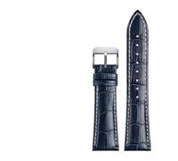 MENGKEG Oberschicht Rindsleder Echtes Lederarmband 19 21mm 22mm Dunkelblaues Uhrenarmband Kompatibel Mit Longines L29094920 Uhrenarmband Armbanduhren Band(Blue pin silver,22mm)