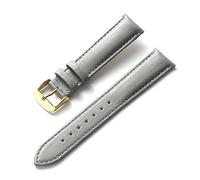 MENGKEG Uhren-Lederarmband for Herren und Damen, Business-Armband, Rot, Braun, Blau, 14 mm, 16 mm, 18 mm, 20 mm, 22 mm, 24 mm, Leder-Uhrenzubehör(Grey gold buckle,16mm)