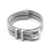 MENGKEG Uhrenarmband 18mm 20mm 22mm Nylon Uhrenarmband(Gray-Black Line,20mm Silver Buckle)