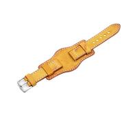 MENGKEG Uhrenarmband Aus Echtem Leder 20 Mm 22 Mm 24 Mm Silber Edelstahlschnalle Vintage Rindsleder Manschette Uhrenarmband Mit Matte Kompatibel Mit Panerai(Yellow,20mm)
