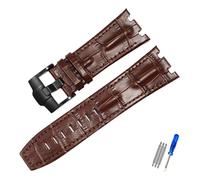 MENGKEG Uhrenarmband Aus Echtem Leder Kompatibel Mit AP 15703 Royal Oak Offshore Serie 28 Mm Schwarz Braun Blau Uhrenarmbänder Zubehör Herren(Brown-black)