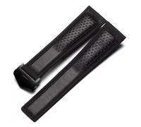 MENGKEG Uhrenarmband Aus Mattiertem Echtleder, Kompatibel Mit Tag Heuer Carrera Tauchen Monaco F1 Serie Atmungsaktive Uhrenkette 22 Mm Herrenarmband(Black-black)