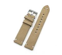 MENGKEG Uhrenarmband Aus Wildleder, 18 Mm, 20 Mm, 22 Mm, 24 Mm, Braunes Kaffeearmband, Handgefertigte Nähte, Ersatzarmband For Herren(Beige,18mm)