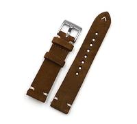 MENGKEG Uhrenarmband Aus Wildleder, 18 Mm, 20 Mm, 22 Mm, 24 Mm, Braunes Kaffeearmband, Handgefertigte Nähte, Ersatzarmband For Herren(Coffee,24mm)