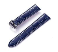 MENGKEG Uhrenarmband for Herren und Damen, Ersatz-Uhrenarmband, Faltschließe, 17/18/20/22 mm, Leder(Dark blue,20)