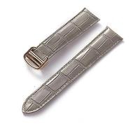 MENGKEG Uhrenarmband for Herren und Damen, Ersatz-Uhrenarmband, Faltschließe, 17/18/20/22 mm, Leder(Grey Rose Buckle,22)