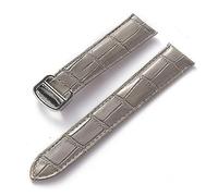 MENGKEG Uhrenarmband for Herren und Damen, Ersatz-Uhrenarmband, Faltschließe, 17/18/20/22 mm, Leder(Grey,22)