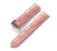 MENGKEG Uhrenarmband for Herren und Damen, Ersatz-Uhrenarmband, Faltschließe, 17/18/20/22 mm, Leder(Peach Rose Buckle,20)