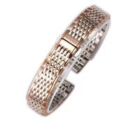 MENGKEG Uhrenzubehör Professionell Kompatibel Mit Longines L4 Serie Damen Herren Armband Massives Edelstahlarmband Dicke 13 18 20 22mm(Silver rose,18mm with L0G0)