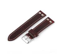 MENGKEG Vintage Echtes Leder Uhrenarmbänder Rivet Leder Uhrenarmband 18mm 20mm 22mm Männer Frauen Armband Armband Rindsleder Uhrenarmband(Wind red,22mm)