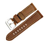 MENGKEG Vintage Echtes Lederarmband 22 Mm 24 Mm 26 Mm Herrenuhr Gürtel Uhrenarmband Armband Kompatibel Mit Panerai(Brown S,22mm)
