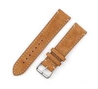 MENGKEG Vintage Wildleder Uhrenarmband 18mm 20mm 22mm 24mm Handgefertigtes Lederarmband Ersatz Tan Grau Beige Farbe For Herren Damen Uhren(Tan-side wire,20mm)