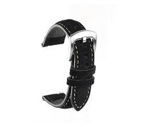 MENGKEG Wildleder-Leder-Armband, Handgefertigt, Retro, Weich, Uhrenarmband, Schnellverschluss, Ersatz-Uhrenzubehör, 18 Mm, 19 Mm, 20 Mm, 22 Mm(Black,18mm)