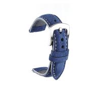MENGKEG Wildleder-Leder-Armband, Handgefertigt, Retro, Weich, Uhrenarmband, Schnellverschluss, Ersatz-Uhrenzubehör, 18 Mm, 19 Mm, 20 Mm, 22 Mm(Dark blue,22mm)
