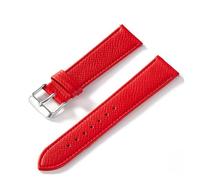 MENGKG Uhrenarmband Palmdruck Oberschicht Kalbsleder 18MM 20MM 22MM 24MM Zubehör für Uhrenarmband aus echtem Leder(Red Silber Buckle,21mm)